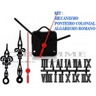 Kit 10 Maquinas De Relógios 22 m.m Contínuos + 10 Ponteiros Coloniais + 10 Números Romanos